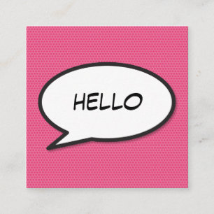 Carte De Visite Carré Bulle de texte amusante HELLO Bande dessinée rétro