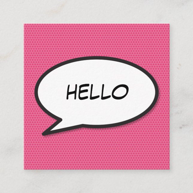 Carte De Visite Carré Bulle de texte amusante HELLO Bande dessinée rétro (Devant)