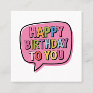 Carte De Visite Carré Bulle Joyeux Anniversaire