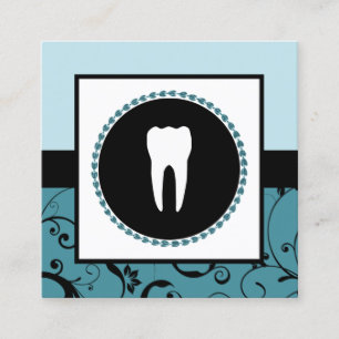Carte De Visite Carré bureau professionnel de dentiste damassé