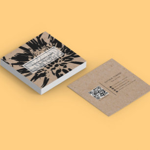 Carte De Visite Carré ©Burning Joy/ Modern Black n White Kraft Floral