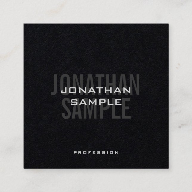Carte De Visite Carré Business Modern Modèle Premium Noir élégant (Devant)