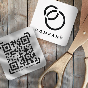 Carte De Visite Carré Business Scan QR Code Website Logo Modern Simple