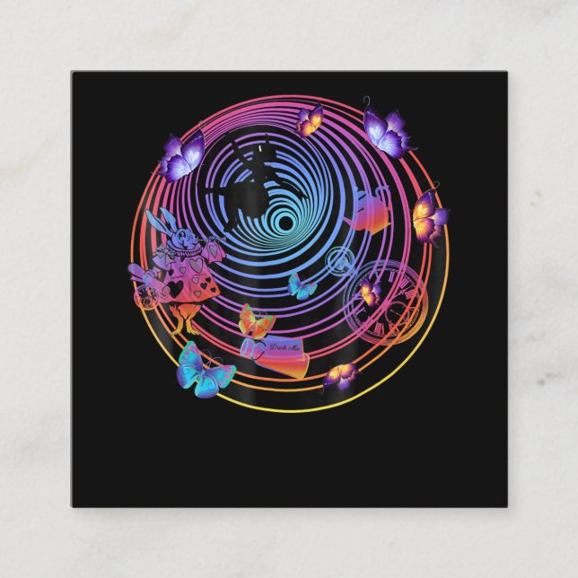 Carte De Visite Carré Cadeau de lapin| Alice Au Pays Des Merveilles (Devant)