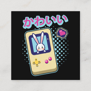 Carte De Visite Carré Cadeau de lapin  Cute Bunny Pastel Kawaii Gamer