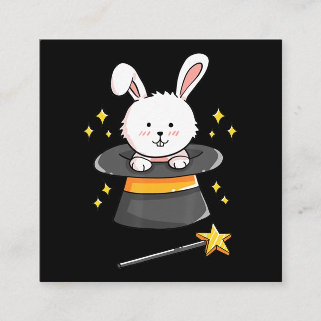 Carte De Visite Carré Cadeau de lapin|Magic Wand Magicien sorcier magiqu (Devant)