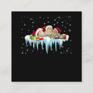 Carte De Visite Carré Cadeau de lapin  Trois lapins vraiment Noël