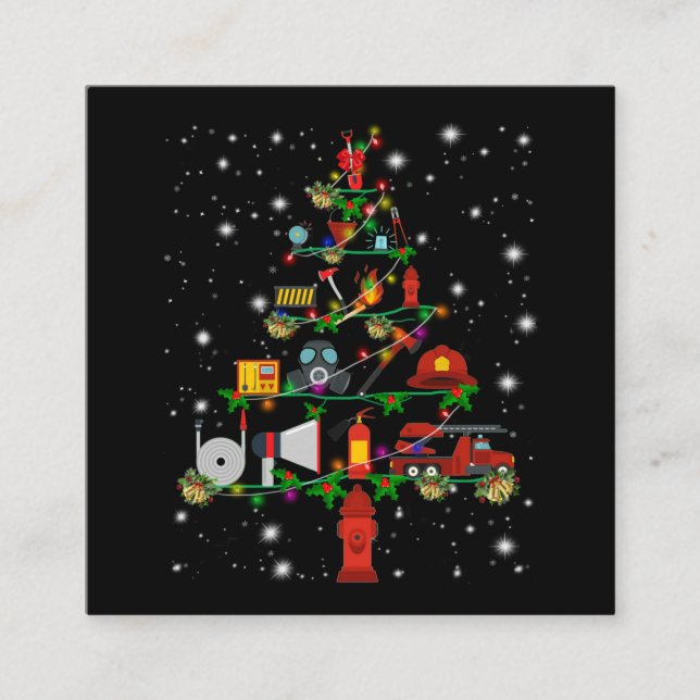 Carte De Visite Carré Cadeau pompier | Joyeux pompier de Noël Fun (Devant)