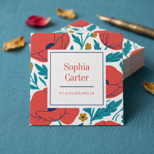 Carte De Visite Carré Cadre floral botanique
