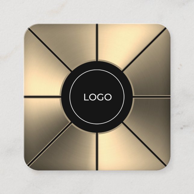 Carte De Visite Carré Cadre futuriste en fausse texture métallique (Devant)