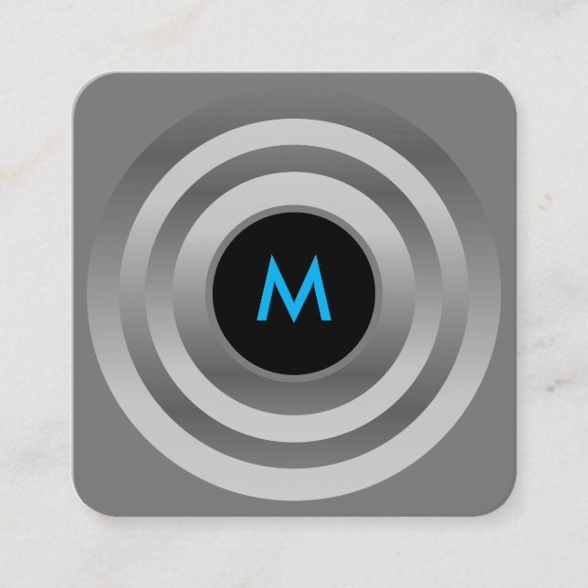 Carte De Visite Carré Cadre moderne futuriste moderne et rond de bouton  (Devant)