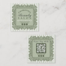 Cadre Orné Vintage Vert Sauge pour Salon de Beauté