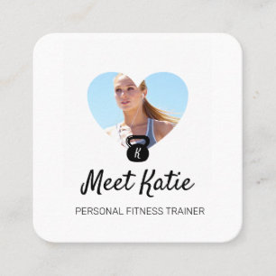 Carte De Visite Carré Cadre photo du coeur Trainer personnel kettlebell