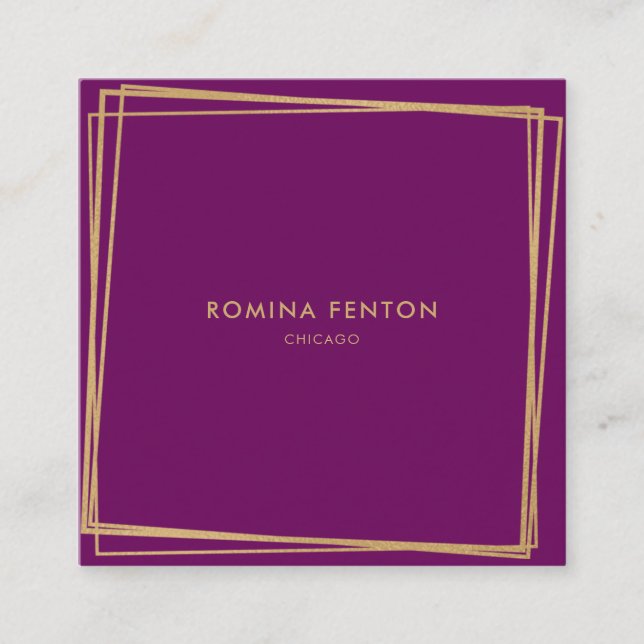 Carte De Visite Carré Cadres Abstraits Gold Foil Moderne Professionnel (Devant)
