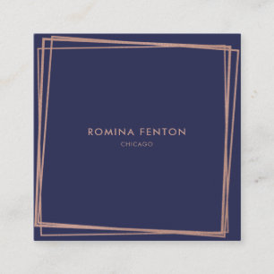 Carte De Visite Carré Cadres Abstraits Rose Gold Foil Moderne Profession