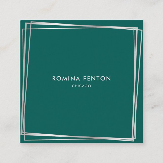 Carte De Visite Carré Cadres argentés Abstraits Moderne Professionnel (Devant)