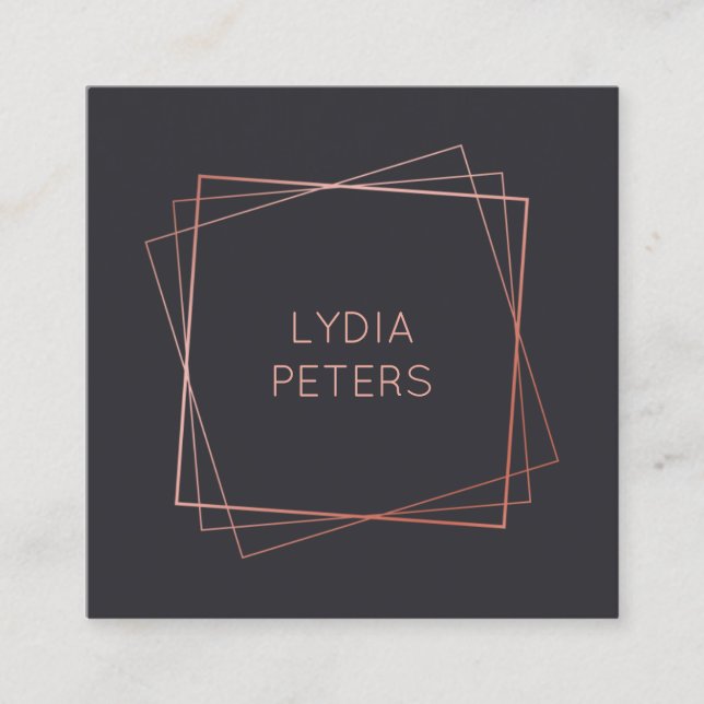 Carte De Visite Carré Cadres roses d'or (Devant)