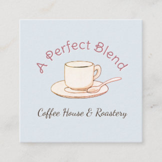Carte De Visite Carré Café A Perfect Blend Tasse Élégante et Minimaliste