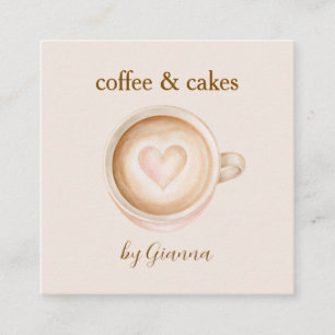 Carte De Visite Carré Café Café au Lait Aquarelle