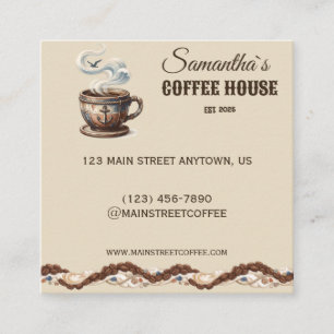 Carte De Visite Carré Café côtier personnalisé Branding