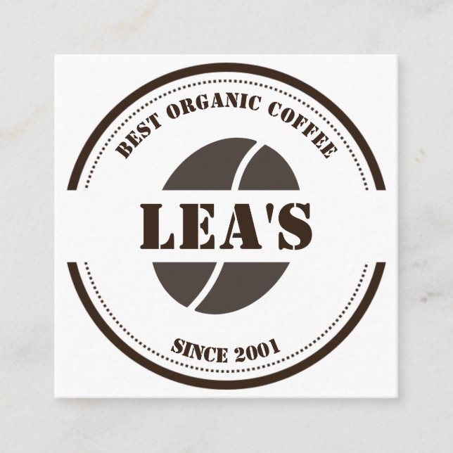 Carte De Visite Carré Café Moderne Café Bean Logo (Devant)