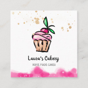Carte De Visite Carré Cakes & Sweets Cupcake Accueil Boulangerie mignonn