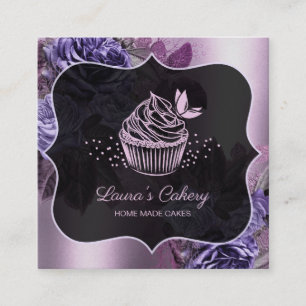 Carte De Visite Carré Cakes Sweets Cupcake Bakery Girly Vintage Craft