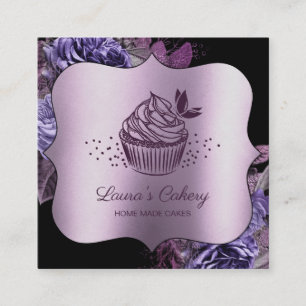 Carte De Visite Carré Cakes Sweets Cupcake Bakery Girly Vintage Craft