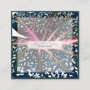 Carte De Visite Carré Caladium Coral Spine Vert Foncé de PixDezines