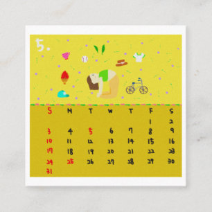 Carte De Visite Carré Calendrier 2026 de postures de yoga en dessins ani