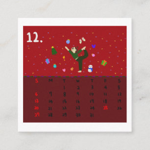 Carte De Visite Carré Calendrier 2026 de postures de yoga en dessins ani