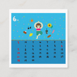 Carte De Visite Carré Calendrier 2026 de postures de yoga en dessins ani