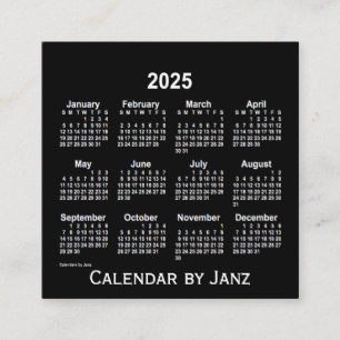 Carte De Visite Carré Calendrier blanc Neon 2025 par Janz