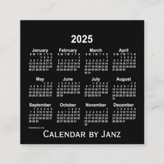 Carte De Visite Carré Calendrier blanc Neon 2025 par Janz