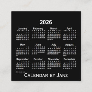 Carte De Visite Carré Calendrier blanc Neon 2026 par Janz
