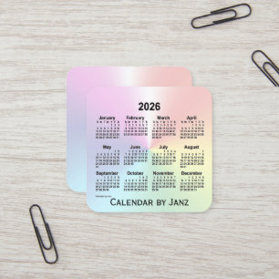 Carte De Visite Carré Calendrier Rainbow Shimmer 2026 par Janz