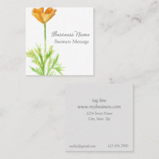 Carte De Visite Carré California Poppy Orange Flower Business