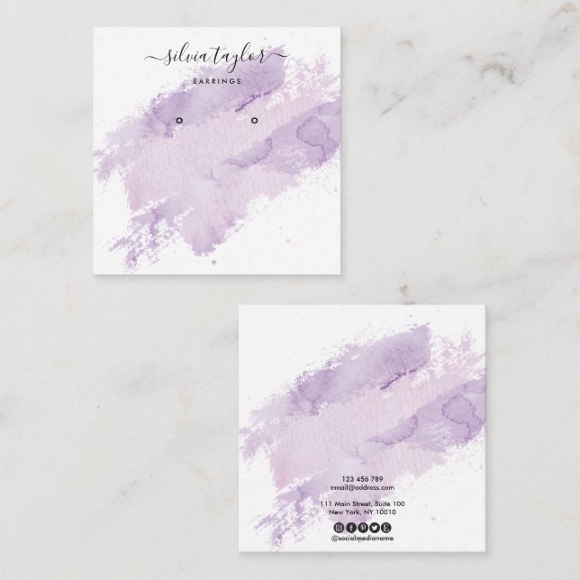 Carte De Visite Carré Calligraphie Abstrait Boucles d'oreille logo Entre (Devant / Derrière)