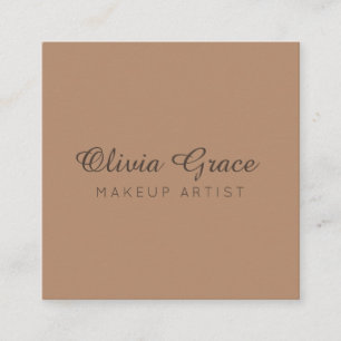 Carte De Visite Carré Calligraphie Minimaliste, Taupe & Chaud Profession