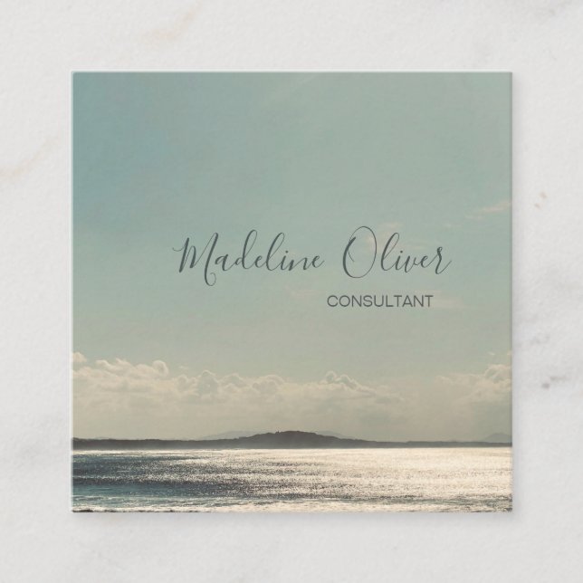 Carte De Visite Carré Calme Ocean Sea Travel Moderne Design Professionne (Devant)