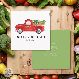 Carte De Visite Carré Camion de ferme biologique légumes marché de produ