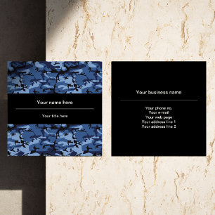 Carte De Visite Carré Camo Navy, camouflage bleu, Militaire, Armée