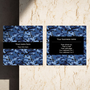 Carte De Visite Carré Camo Navy, camouflage bleu, Militaire, Armée