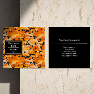 Carte De Visite Carré Camo orange, Camouflage, Militaire, Armée