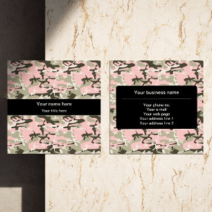 Carte De Visite Carré Camo rose et vert, Camouflage, Militaire, Armée