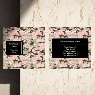 Carte De Visite Carré Camo rose et vert, Camouflage, Militaire, Armée
