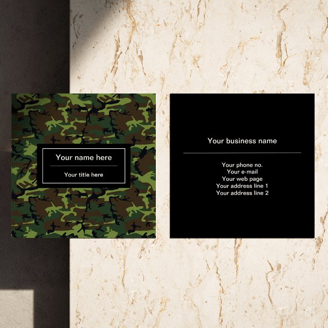 Carte De Visite Carré Camo Vert, Camouflage, Militaire, Armée (Créateur téléchargé)