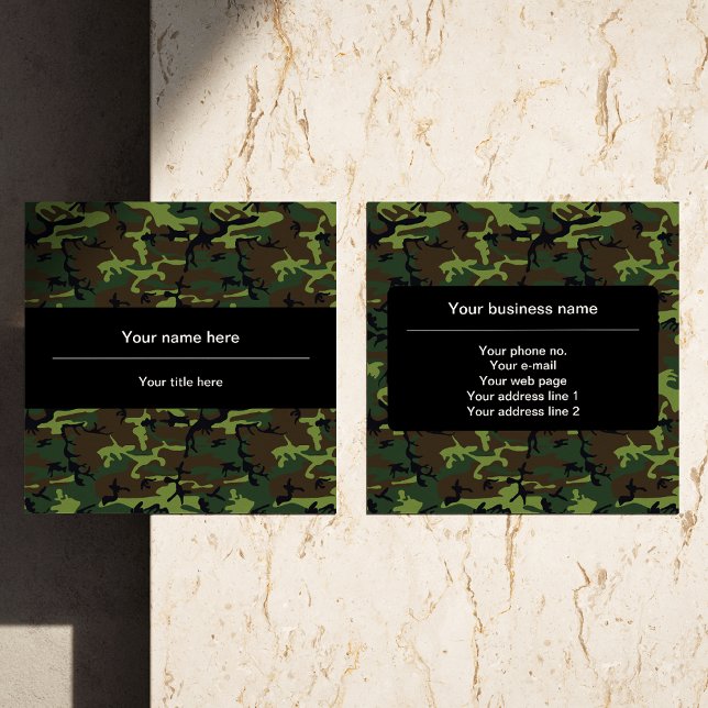 Carte De Visite Carré Camo Vert, Camouflage, Militaire, Armée (Créateur téléchargé)