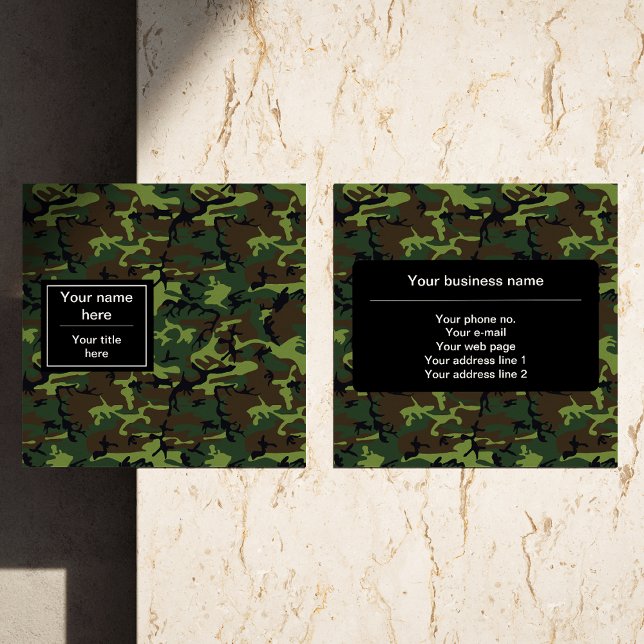 Carte De Visite Carré Camo Vert, Camouflage, Militaire, Armée (Créateur téléchargé)