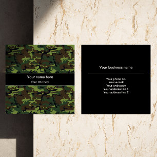 Carte De Visite Carré Camo Vert, Camouflage, Militaire, Armée
